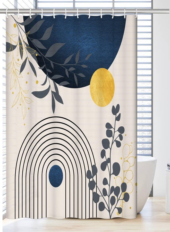 BLOCE Boho Mid Century Shower Curtain Set for Bathroom, 72"X72" Shower Curtain for Chic Elegant Bathroom Decor, Fabric Shower Curtain Waterproof Durable (Blue Grey, 72" L x 72" W) - Image 1