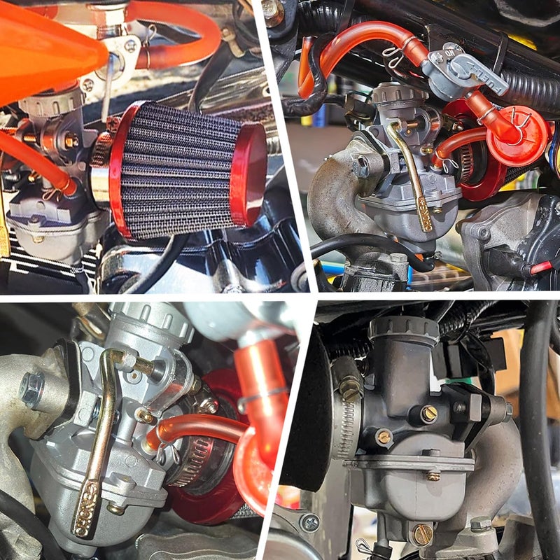 HOOUP PZ20 Carb Carburetor Air filter Kit for 50cc 70cc 90cc 110cc 125cc Tao tao 110B Coolster Apollo Kazuma Baja Chinese Quad Kids ATV Four Wheeler XR70 XR80 CRF70 CRF80F Dirt Pit bike Parts Red - Image 3