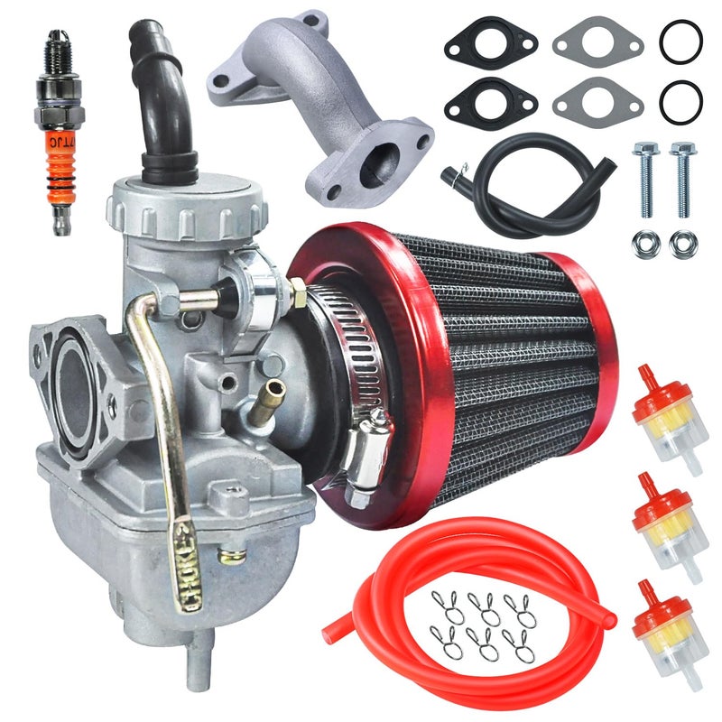 HOOUP PZ20 Carb Carburetor Air filter Kit for 50cc 70cc 90cc 110cc 125cc Tao tao 110B Coolster Apollo Kazuma Baja Chinese Quad Kids ATV Four Wheeler XR70 XR80 CRF70 CRF80F Dirt Pit bike Parts Red - Image 1