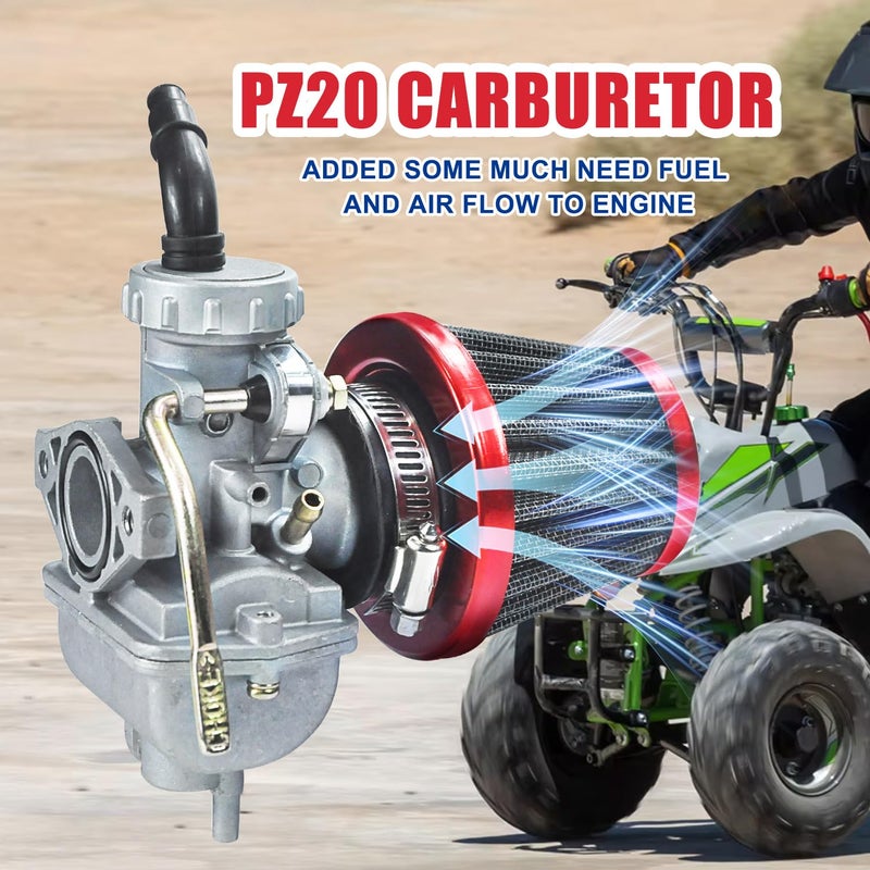 HOOUP PZ20 Carb Carburetor Air filter Kit for 50cc 70cc 90cc 110cc 125cc Tao tao 110B Coolster Apollo Kazuma Baja Chinese Quad Kids ATV Four Wheeler XR70 XR80 CRF70 CRF80F Dirt Pit bike Parts Red - Image 4