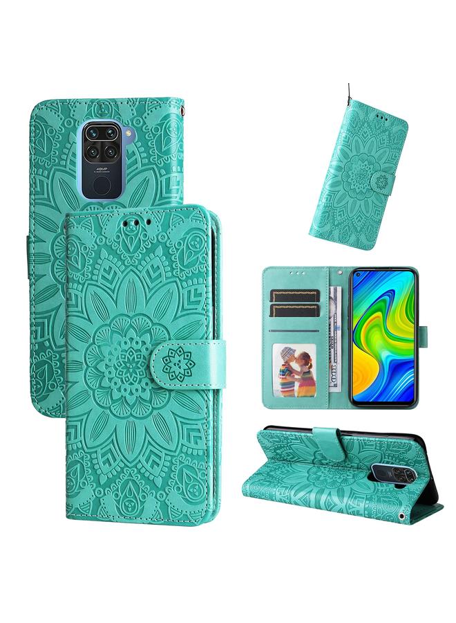 Case For Xiaomi Redmi Note 9 4G Foreign Version / 10X 4G Embossed Sunflower Leather Phone Case