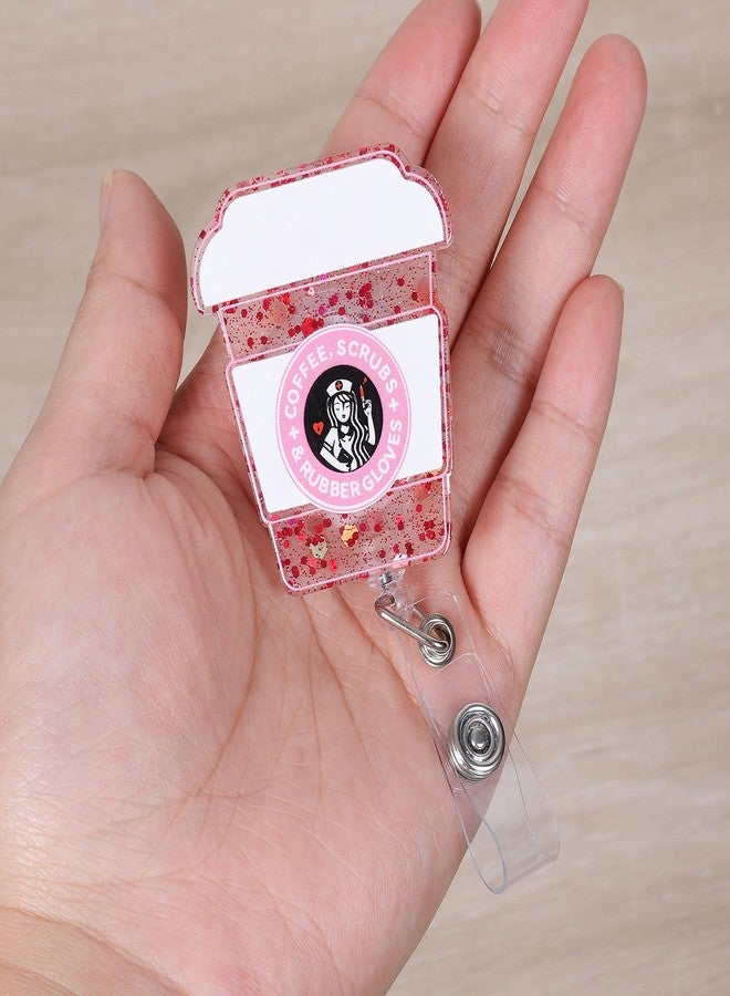 BEZTN Nurse Badge Reel, Retractable RN Nurse Badge Holder, Cute Pink Badge Reel, Funny Nursing Student ID Badge Clip, Coffee Lover Badge Reels, LPN MA Medical Worker Nurse Accessories for Work - Image 3