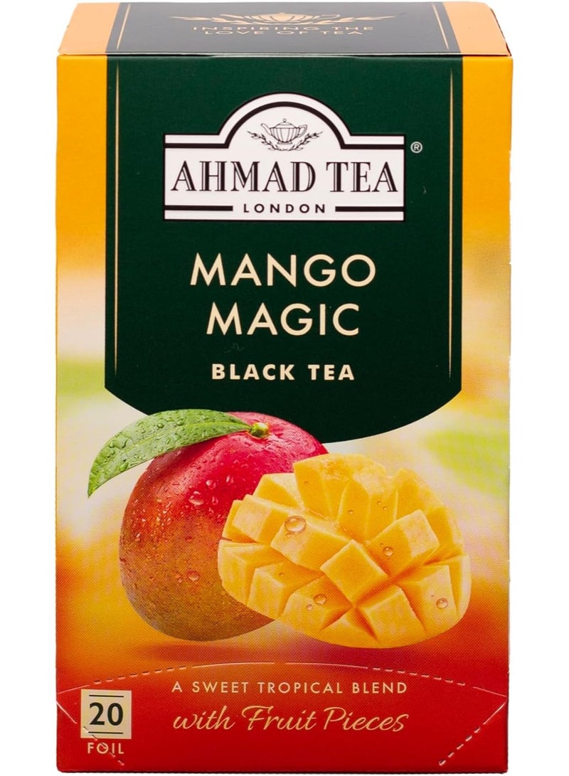 أحمد تي شاي أسود بطعم المانجو من احمد تي،40 جرام - 20 كيس شاي