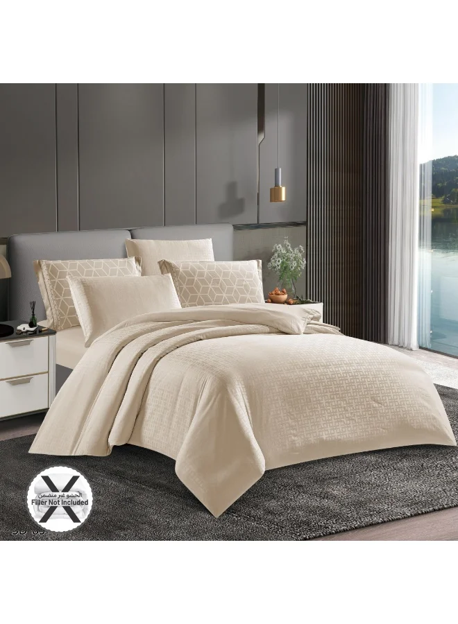 Donetella 200 X 200 Cm Geometric Duvet Set, King Size Fits 200x200 cm - 6-Pcs Bed Set, Brushed Microfiber Fabric - 1 Duvet Cover, 1 Fitted Sheet, 2 Pillow Shams, 2 Pillowcases (Filler Not Included)  | Best Price UAE
