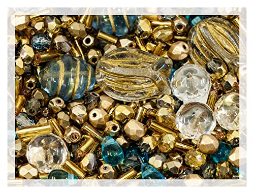 Bohemia Crystal Valley 2.1oz (60 g) Mix of Unique Czech Bohemia Glass Pressed Beads, Rocailles, Aztec Pale Gold Crystal, Matte and Glossy, Hand Made BCV - Image 1