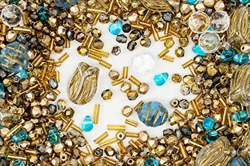 Bohemia Crystal Valley 2.1oz (60 g) Mix of Unique Czech Bohemia Glass Pressed Beads, Rocailles, Aztec Pale Gold Crystal, Matte and Glossy, Hand Made BCV - Image 2