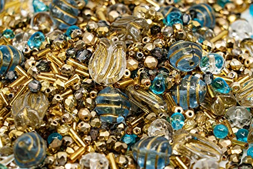 Bohemia Crystal Valley 2.1oz (60 g) Mix of Unique Czech Bohemia Glass Pressed Beads, Rocailles, Aztec Pale Gold Crystal, Matte and Glossy, Hand Made BCV - Image 3