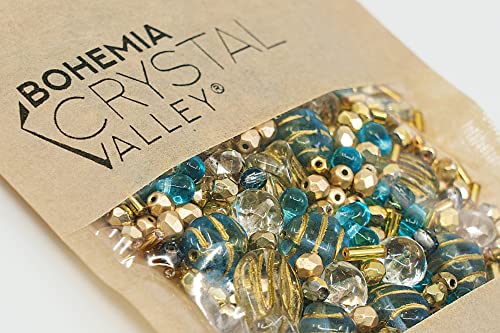 Bohemia Crystal Valley 2.1oz (60 g) Mix of Unique Czech Bohemia Glass Pressed Beads, Rocailles, Aztec Pale Gold Crystal, Matte and Glossy, Hand Made BCV - Image 4
