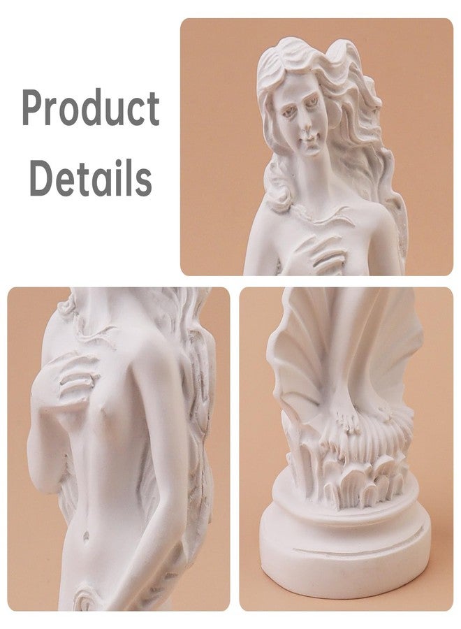 MovFlax 7.6" Shell Goddess Statue, White Resin Classic Female Sculpture, Elegant Birth of Beauty Figurine for Home Office Shelf Decor, Aesthetic Art Ornament & Gift (White, 7.6 Inch, Birth of Venus) - Image 5