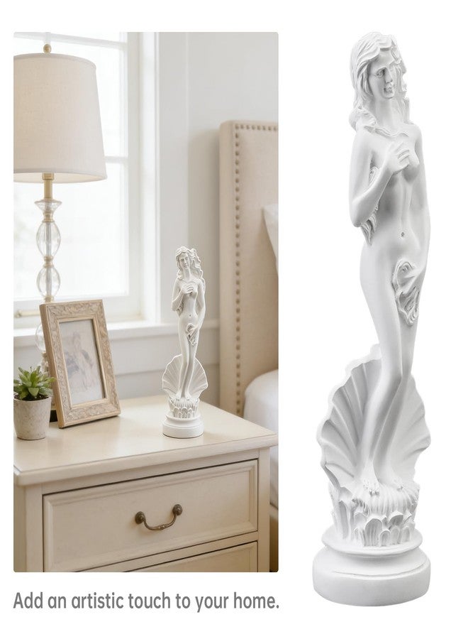 MovFlax 7.6" Shell Goddess Statue, White Resin Classic Female Sculpture, Elegant Birth of Beauty Figurine for Home Office Shelf Decor, Aesthetic Art Ornament & Gift (White, 7.6 Inch, Birth of Venus) - Image 3