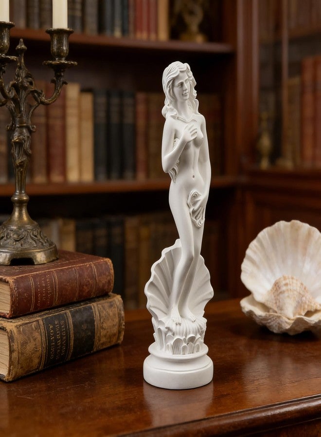 MovFlax 7.6" Shell Goddess Statue, White Resin Classic Female Sculpture, Elegant Birth of Beauty Figurine for Home Office Shelf Decor, Aesthetic Art Ornament & Gift (White, 7.6 Inch, Birth of Venus) - Image 2