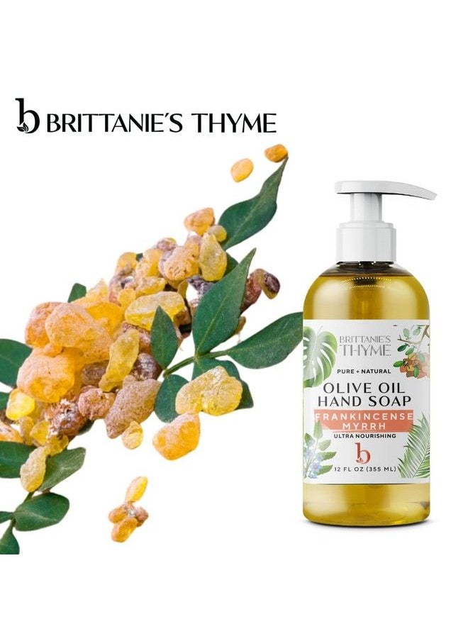 Brittanie's Thyme - Natural Hand Soap 12 Oz Pack Of 3 (Frankincense & Myrrh) Castile Soap Made Olive Oil Natural Luxurious Essential Oils & Vitamin E. Vegan & Gluten Free - Image 1