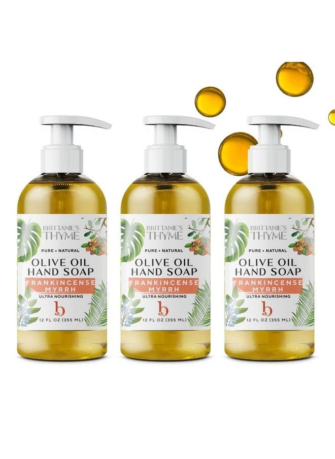 Brittanie's Thyme - Natural Hand Soap 12 Oz Pack Of 3 (Frankincense & Myrrh) Castile Soap Made Olive Oil Natural Luxurious Essential Oils & Vitamin E. Vegan & Gluten Free - Image 1