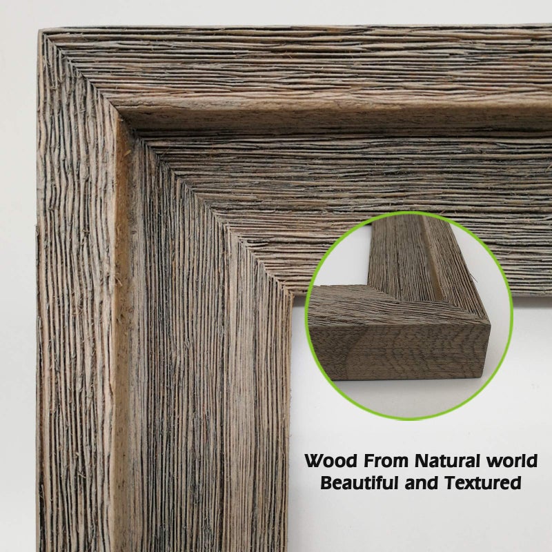 Eosglac Rustic 5x7 Picture Frame, Solid Wood with Glass Front, Wall Mounting or Tabletop Display, Weathered Grey - Image 2