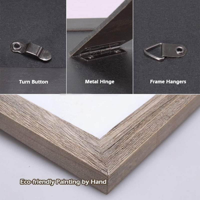 Eosglac Rustic 5x7 Picture Frame, Solid Wood with Glass Front, Wall Mounting or Tabletop Display, Weathered Grey - Image 5