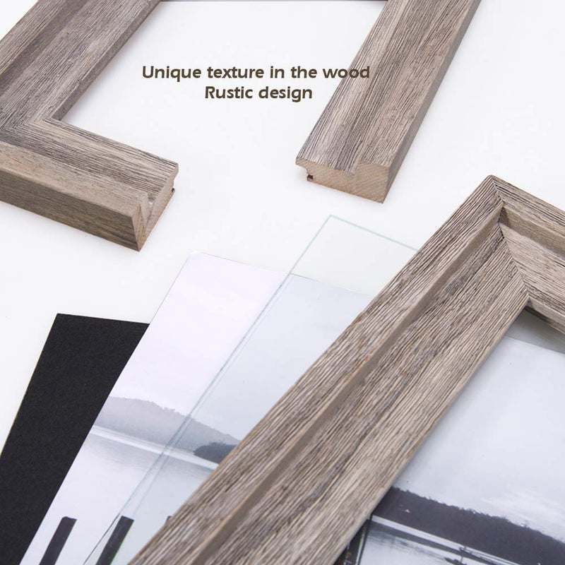 Eosglac Rustic 5x7 Picture Frame, Solid Wood with Glass Front, Wall Mounting or Tabletop Display, Weathered Grey - Image 3