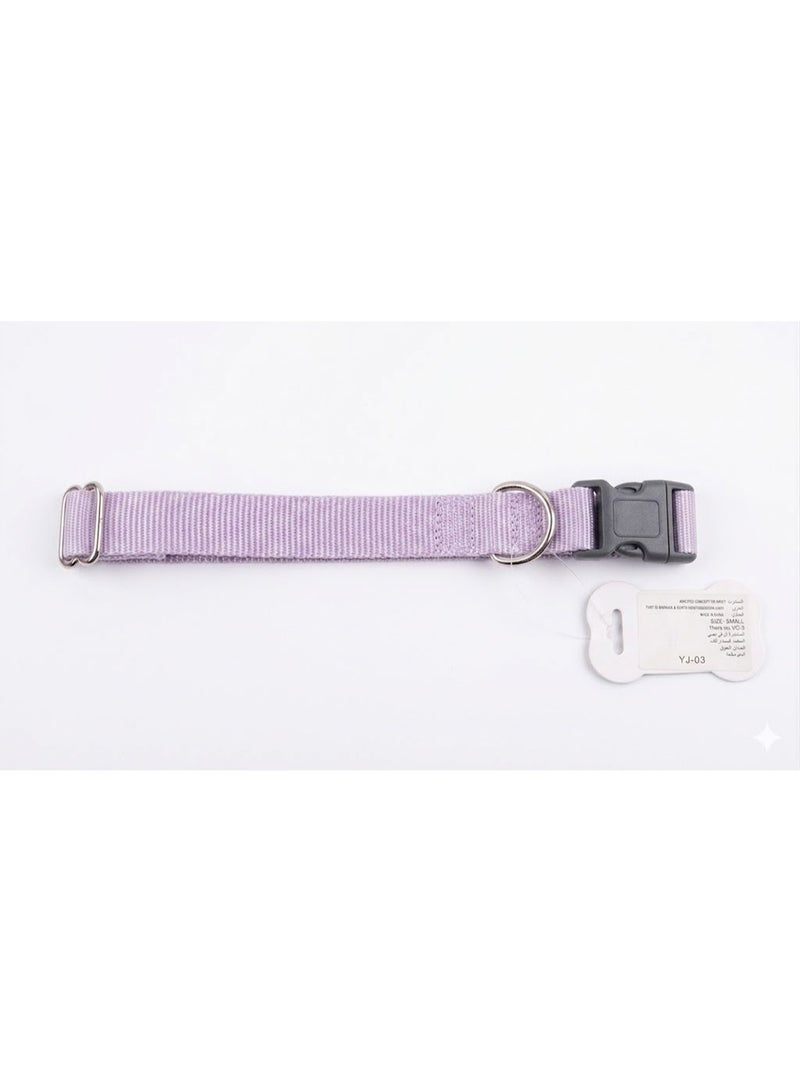 Adjustable Dog Collar, Lavender, Nylon, Quick-Release Buckle with D-Ring, Medium