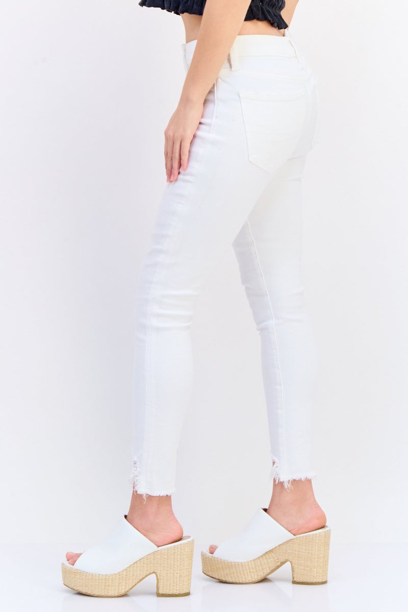 American Eagle Women Regular Fit Ripped Denim, White  - Image 3