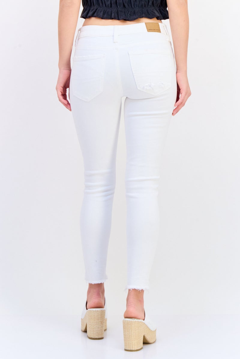 American Eagle Women Regular Fit Ripped Denim, White  - Image 2