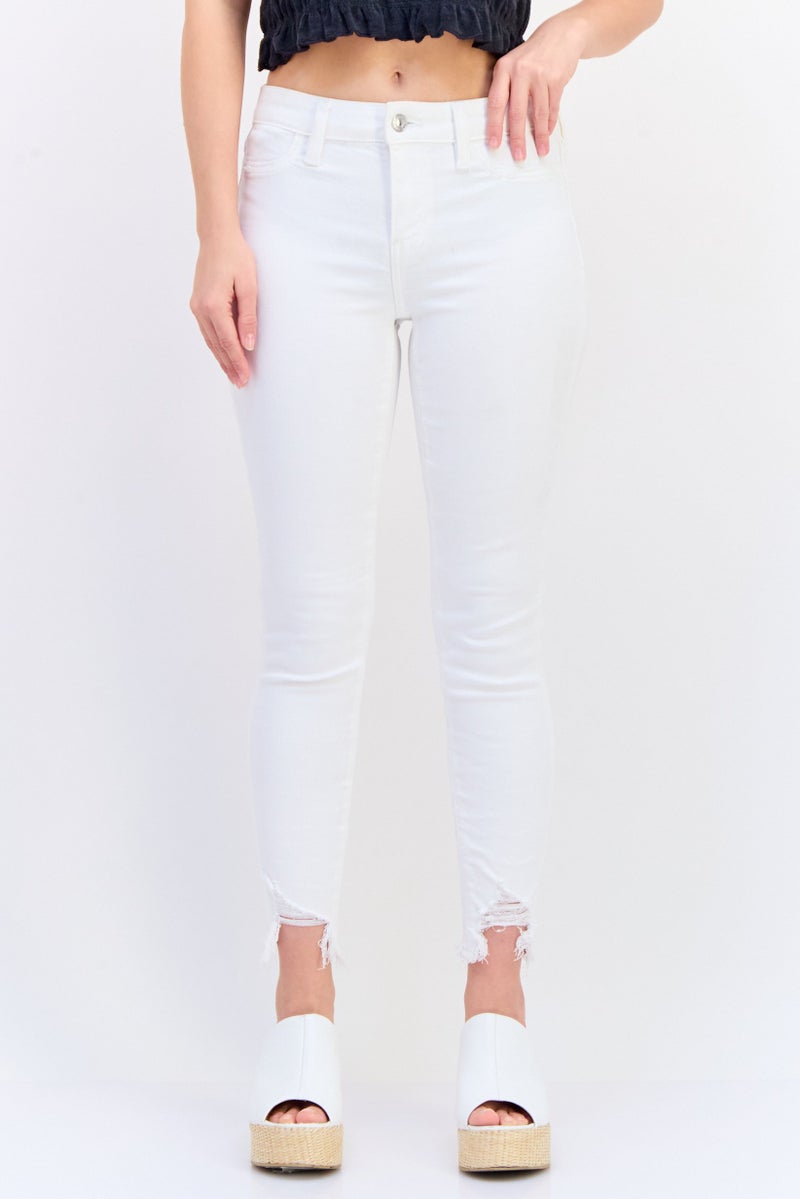 American Eagle Women Regular Fit Ripped Denim, White  - Image 1