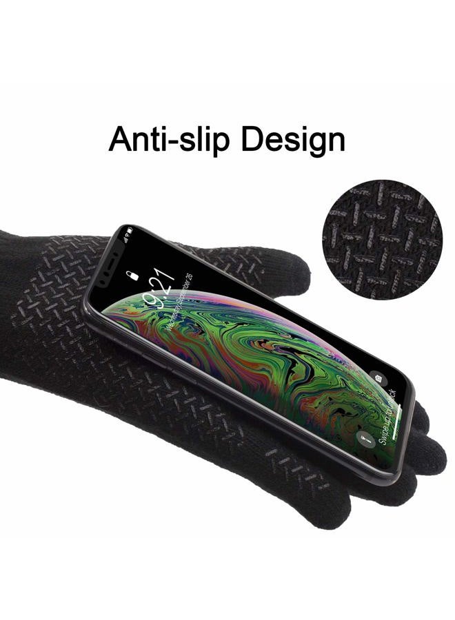 ViGrace Winter Touchscreen Gloves for Men Women Warm Anti-Slip Touch Screen Lined Knit Glove, Black, M - Image 3