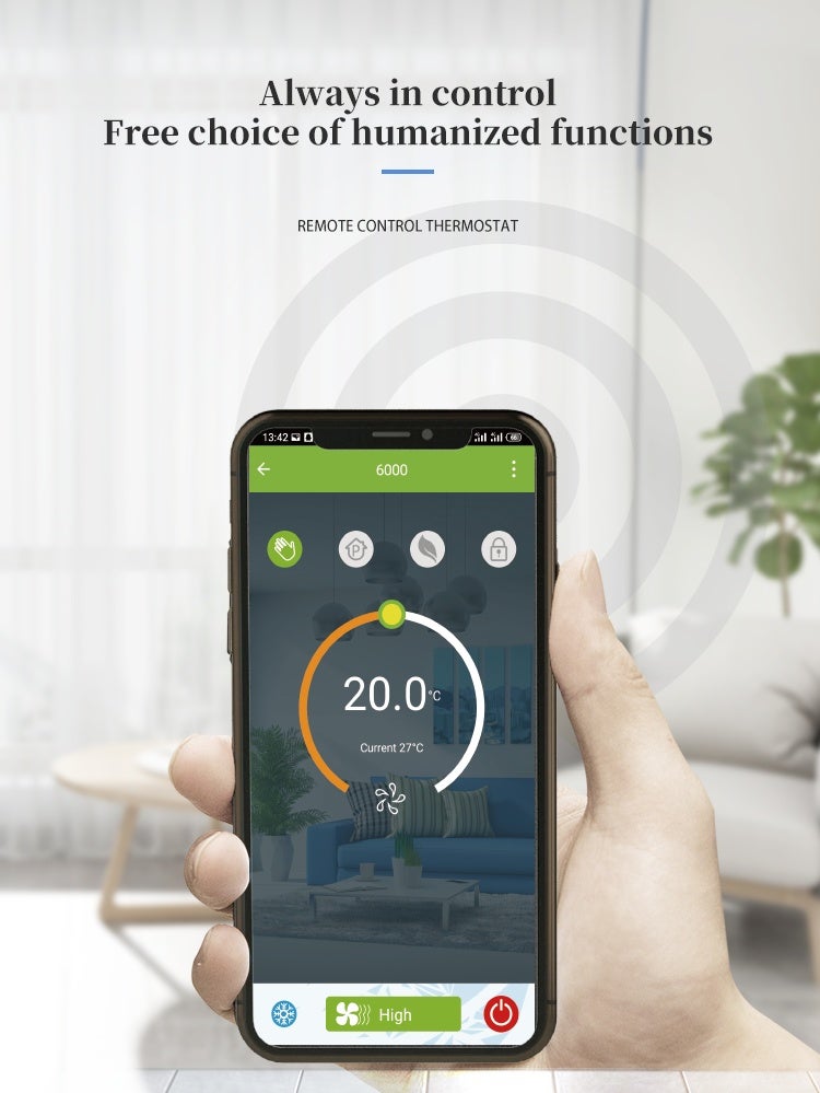 سيطرة مكيف هواء ذكية - دقة 0.5 درجة مئوية ذاكرة ساعة قابلة للبرمجة بخطوات 5+2 ست فترات منظم حرارة مزود بواسطة واي فاي لمناطق التدفئة والتتبريد الذكية في المنزل - Image 5