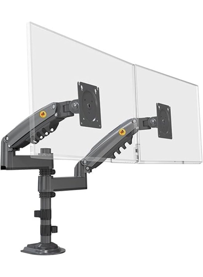 Dual desktop monitor stand, adjustable gas spring monitor arm, ergonomic full-motion computer monitor stand for 17-27 inch monitors - Image 1