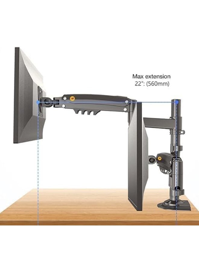 Dual desktop monitor stand, adjustable gas spring monitor arm, ergonomic full-motion computer monitor stand for 17-27 inch monitors - Image 5