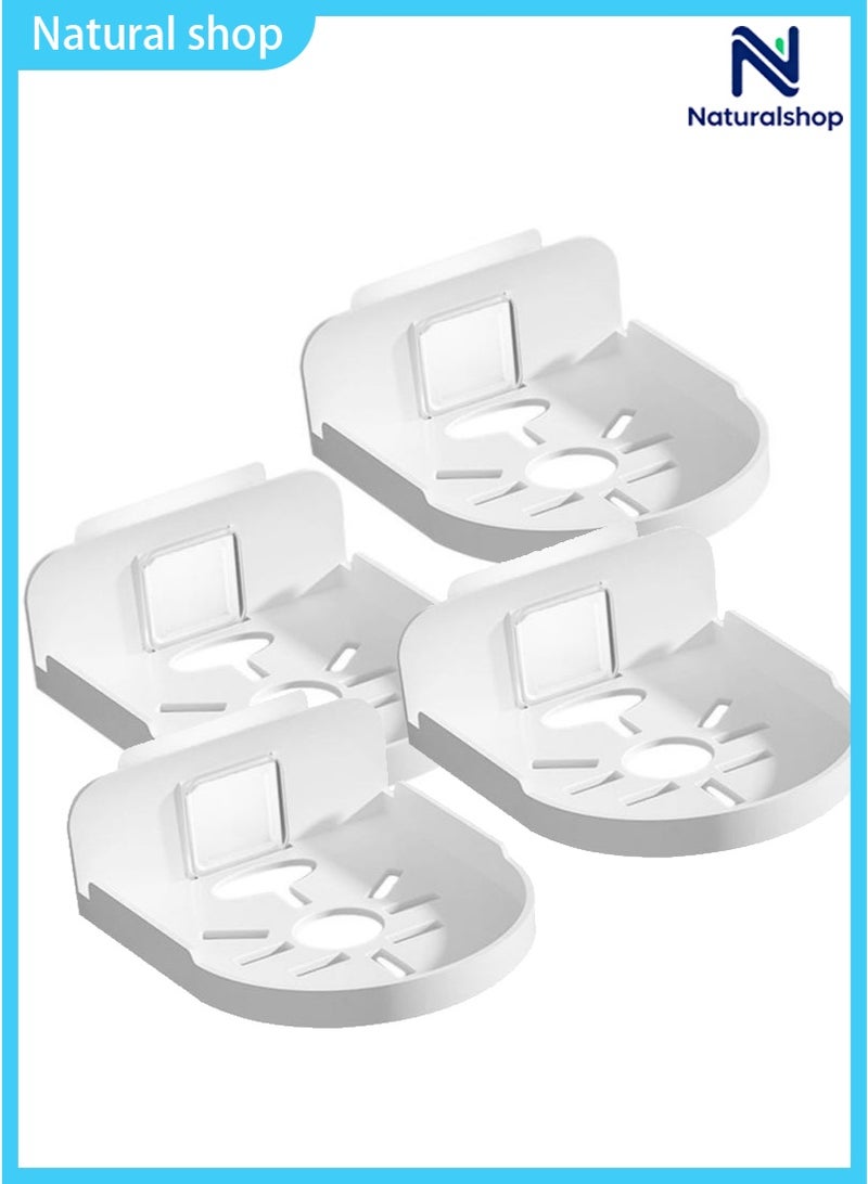 naturalshop 4PCS Wall Mount Storage Rack, No Drilling Adhesive Bracket for Security Cameras & Speakers, Heavy Duty Stick-Up Holder, Easy Install White Shelf for Baby Monitors & Home Use - Image 2