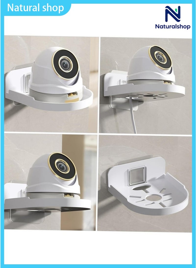 naturalshop 4PCS Wall Mount Storage Rack, No Drilling Adhesive Bracket for Security Cameras & Speakers, Heavy Duty Stick-Up Holder, Easy Install White Shelf for Baby Monitors & Home Use - Image 3