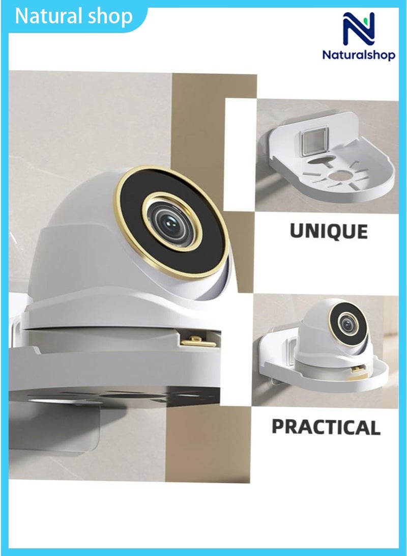 naturalshop 4PCS Wall Mount Storage Rack, No Drilling Adhesive Bracket for Security Cameras & Speakers, Heavy Duty Stick-Up Holder, Easy Install White Shelf for Baby Monitors & Home Use - Image 4