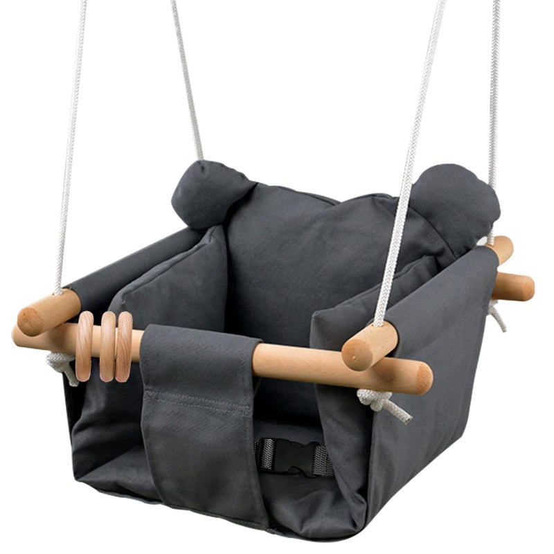 DILIMI Baby Canvas Hanging Swing Seat Toddler Secure Indoor  Outdoor Hammock Toy Grey - Image 2