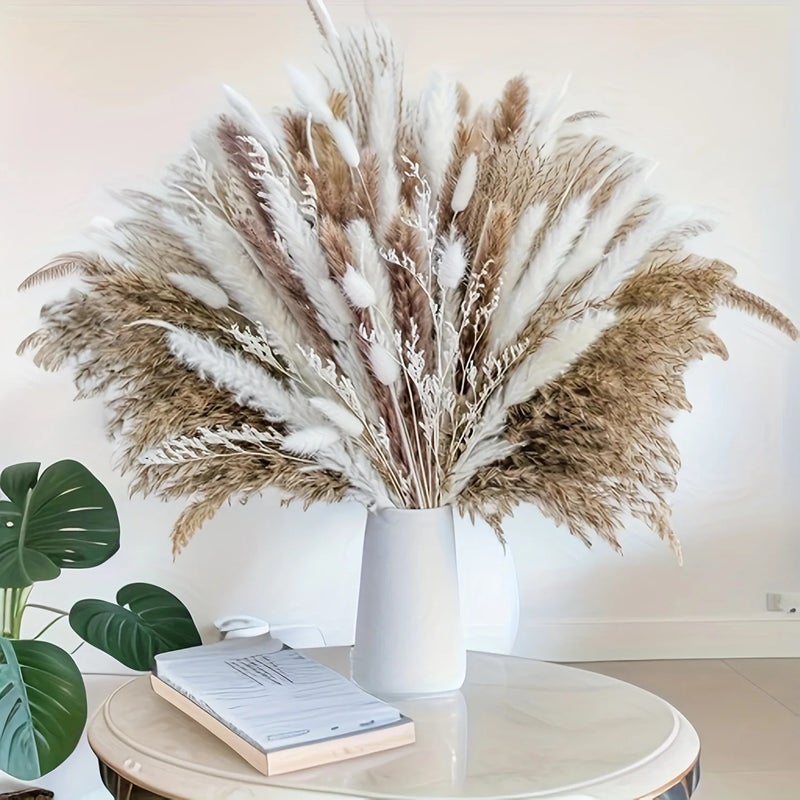 Bluejw Real Dried Flowers Bouquet - Pampas Grass, Bunny Tails & Mixed Dried Plants for Wedding Home Decor Party Centerpieces - Image 1