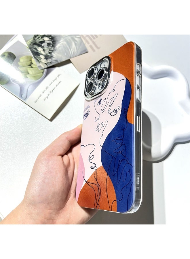 NIBEMINENT Artistic Color Block Human Face Protective TPU Case Cover For iPhone 14 Clear - Image 2