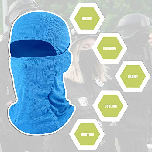 hikevalley Balaclava Face Mask Adjustable Windproof UV Protection Hood (US, Alpha, One Size, Light Blue) - Image 3