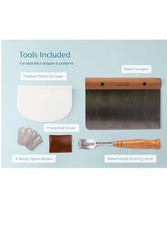 Kook Kook Proofing Set, Sourdough Bread, 2 Rattan 9 Inch Banneton Baskets, 2 Basket Covers, Metal Scraper, Plastic Scraper, Scoring Lame, 5 Blades and Case, Baking Kit, Dough Bowls, Round Shape  - Image 3