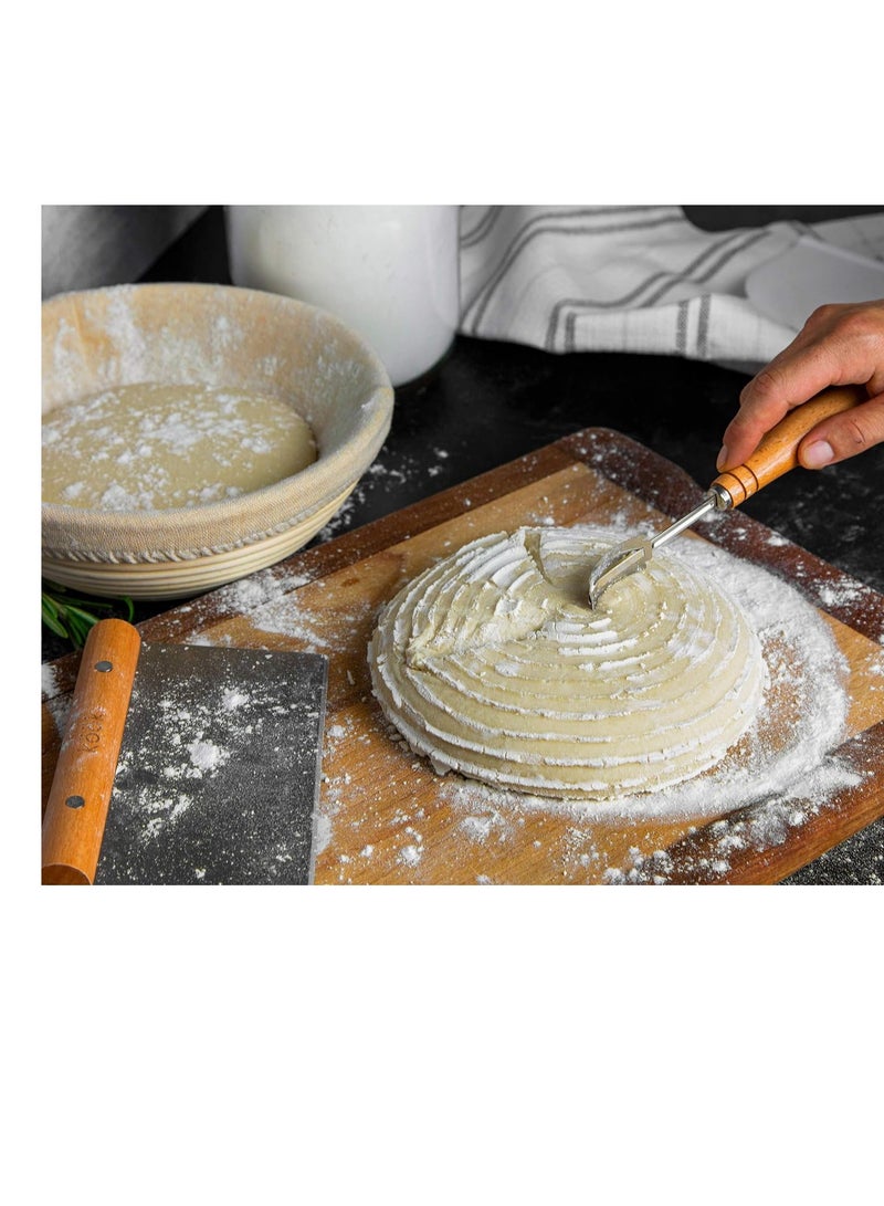 Kook Kook Proofing Set, Sourdough Bread, 2 Rattan 9 Inch Banneton Baskets, 2 Basket Covers, Metal Scraper, Plastic Scraper, Scoring Lame, 5 Blades and Case, Baking Kit, Dough Bowls, Round Shape  - Image 5