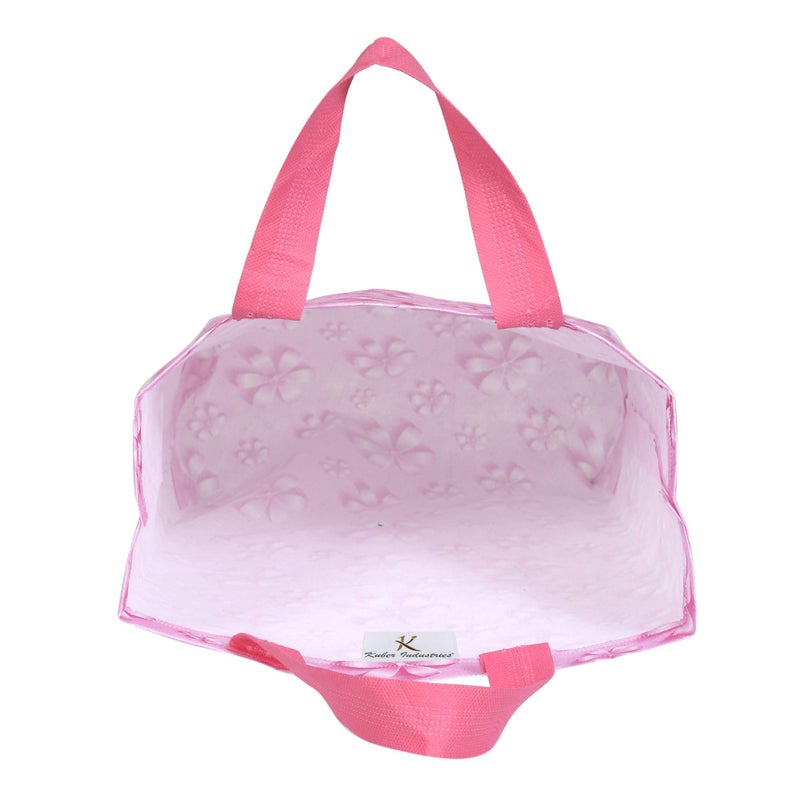 Kuber Industries Non Woven Flower Print Carry Bags with Handles - F_26_KUBBMART016972 - (Pink, 26 cm x 11 cm x 38 cm) -Eco friendly material & paper, Pack of 24 - Image 5