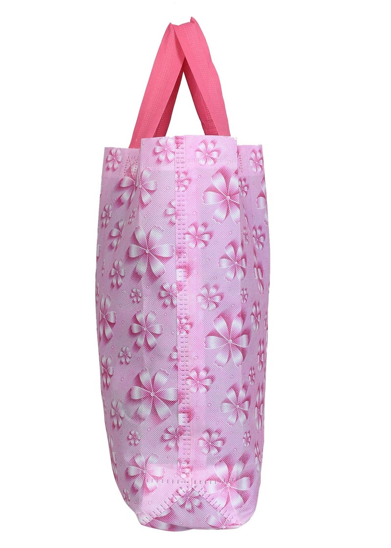 Kuber Industries Non Woven Flower Print Carry Bags with Handles - F_26_KUBBMART016972 - (Pink, 26 cm x 11 cm x 38 cm) -Eco friendly material & paper, Pack of 24 - Image 3