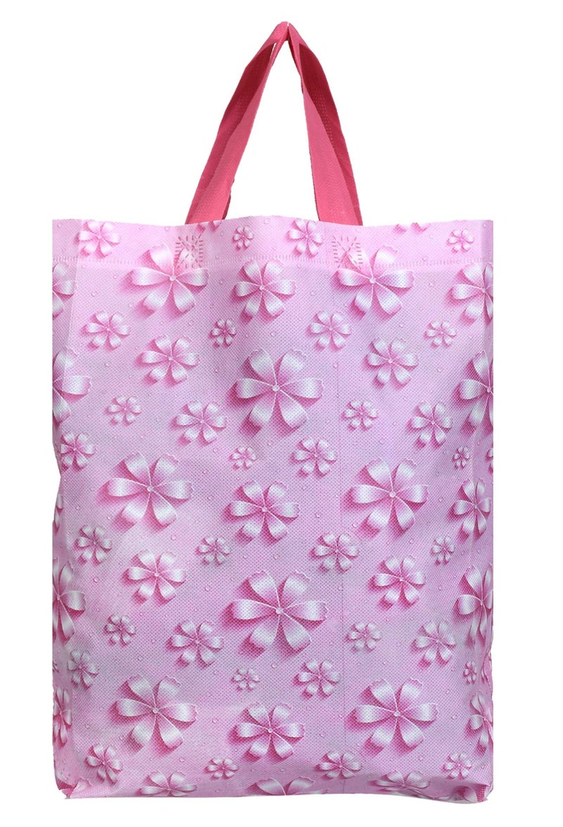 Kuber Industries Non Woven Flower Print Carry Bags with Handles - F_26_KUBBMART016972 - (Pink, 26 cm x 11 cm x 38 cm) -Eco friendly material & paper, Pack of 24 - Image 2