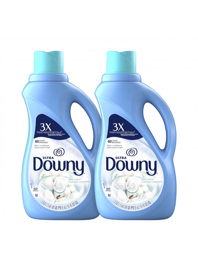 Downy Downy Ultra Laundry Fabric Softener Liquid, Cool Cotton Scent, Two 51 Fl Oz Bottles, 120 Total Loads  - Image 1