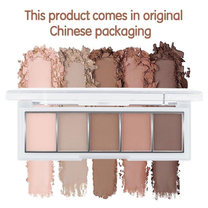 Hxssll Matte Nude Eyeshadow Palette â€“ 5-Color Neutral Peach Brown & Taupe Eye Shadow, High Pigment Blendable Long-Lasting Soft Nude Makeup Palette for Daily Natural Looks, Mature Eyes, Blue Green Brown Eyes - Image 2