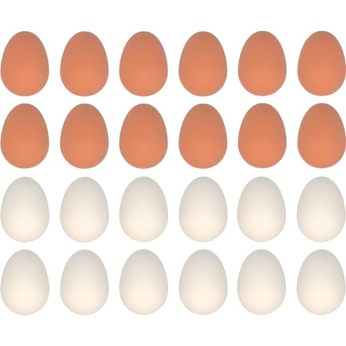 PowerTRC 24 Pcs Bouncy Rubber Eggs Toys 216 inches Fake Bouncing Eggs for DIY Easter Realistic Lifelike Pretend Play Food Funny Party Favors Bulk Fetch Pet Toys - Image 1
