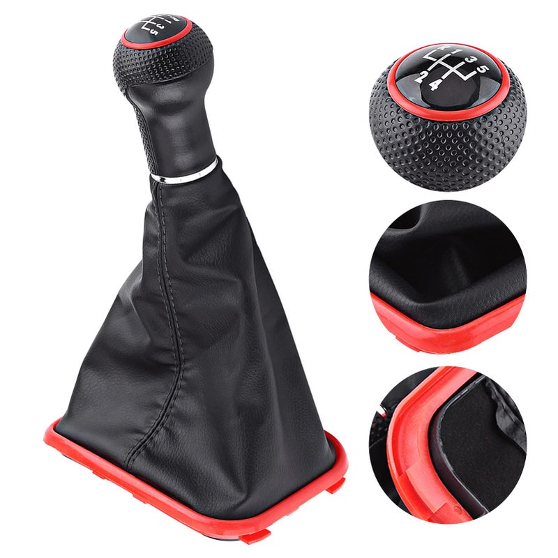 5 Speed Gear Shift Knob Gaiter Boot Kit with Red Edge Easy Installation for Car DIY - Image 3