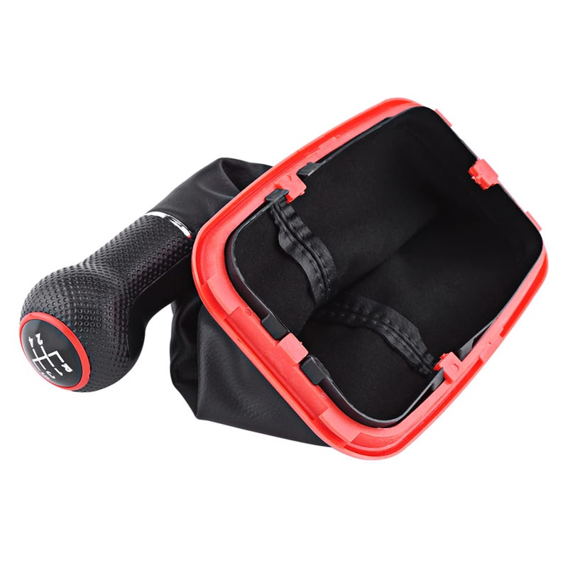 5 Speed Gear Shift Knob Gaiter Boot Kit with Red Edge Easy Installation for Car DIY - Image 4