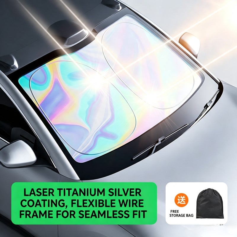 Laser Silver Car Windshield Sun Shade - Image 2