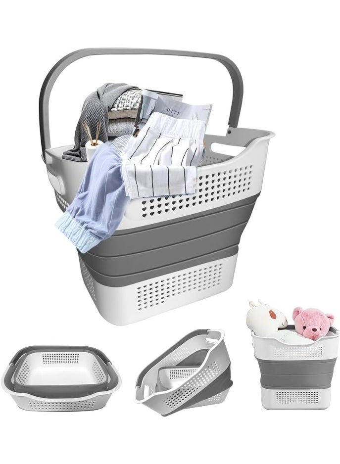 FALAHOM 40L Collapsible Laundry Basket Pop Up Clothes Storage Organizer with Handle, Portable Clothing Washing Container Tub, Foldable Space Saving Hamper for Adults Kids - Image 1