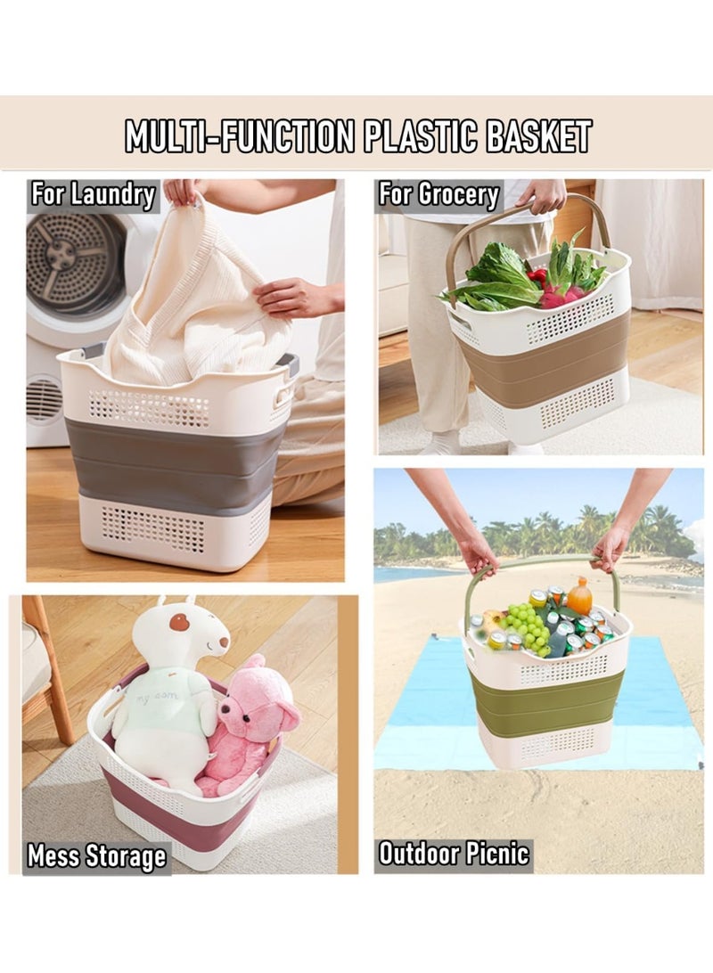 FALAHOM 40L Collapsible Laundry Basket Pop Up Clothes Storage Organizer with Handle, Portable Clothing Washing Container Tub, Foldable Space Saving Hamper for Adults Kids - Image 2