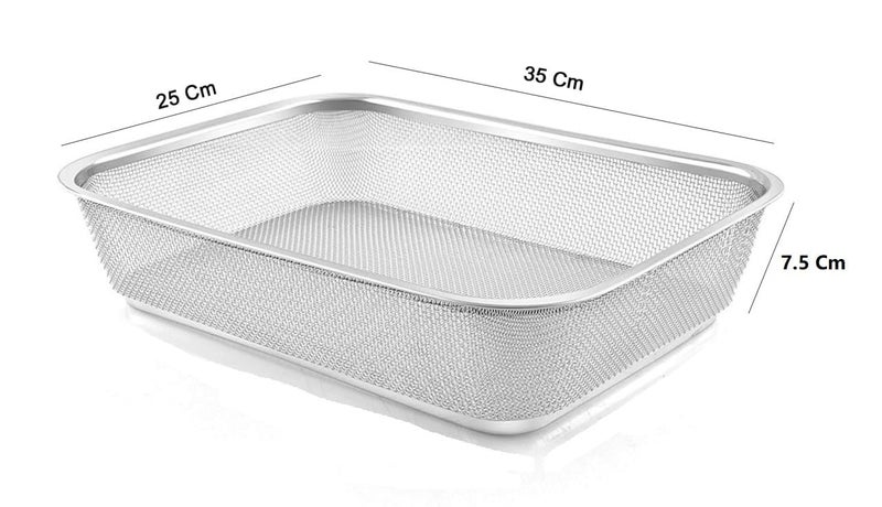 Sygnius Stainless Steel Wire Mesh Filter/Colander Mesh Basket/Use As Strainer Fruits/Vegetable Basket Strainer (35 x 25 x 7.5 cm) - Image 2