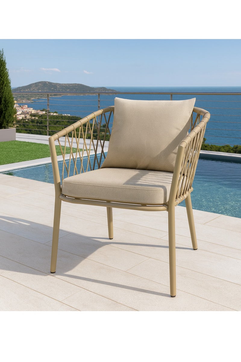 Wooden Twist Modern Outdoor Lounge Armchair Weather-Resistant Patio Sofa  - Image 1